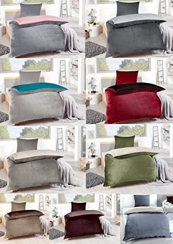MB Warenhandel24 Bettwäsche, Winter Microfaser Flausch Thermofleece warm Cashmere Touch Teddy Coral Fleece 2 TLG teilig (Silber/Rosé, ca. 135x200 + 80x80 cm)