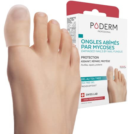 PODERM – MYCOSE DES ONGLES – CAPUCHON D’ORTEIL PROTECTEUR & RÉPARATEUR – GEL TEA TREE Breveté - Favorise une repousse homogène/lisse de l’ongle – Actifs 100% Naturels – Taille S - Swiss Lab