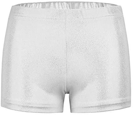 SEAUR Pantaloncini da ragazza per danza, ginnastica, yoga, sport, con lucentezza metallica, hot pants, 3-12 anni, 9-10 Anni