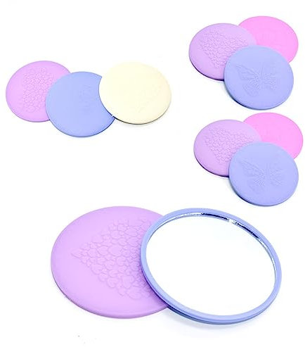 Eabdice 30 Stücke Portable Kosmetikspiegel, Winzige Spiegel, runder Mini Glasspiegel, Entworfen für Mädchenhandtaschen, Reisetaschen und Geldbörsen (Farbe und Muster zufällig)