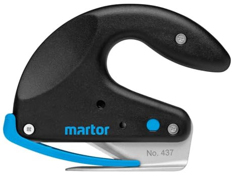 MARTOR SECUMAX OPTICUT, coltello di sicurezza con lama industriale, taglierino per schiuma e pellicole, con piede scorrevole teflonato, profondità di taglio max. 7 mm