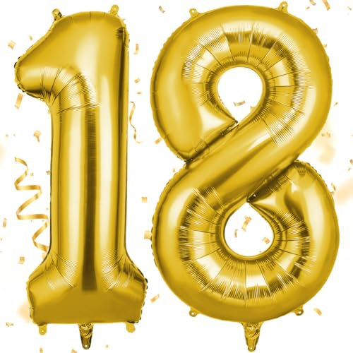 OFFCUP Palloncini Compleanno Oro 101 CM, Palloncino Numero 18/81, Foil Palloncini Numeri, Giganti Palloncini Numeri, Decorazioni Festa Compleanno, Gonfiabili Pallone per Anniversario