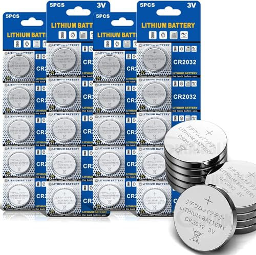 GutAlkaLi CR2032 3V Lithium Knopfzelle Elektro CR 2032 Lithium, 4 Packungen mit je 5 Einheiten, 20 Stück