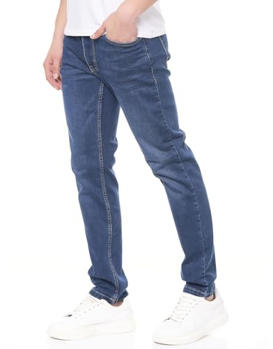 Smith & Solo Jean pour homme - Pantalon stretch slim fit jean moderne pour homme, bleu, 31W / 34L