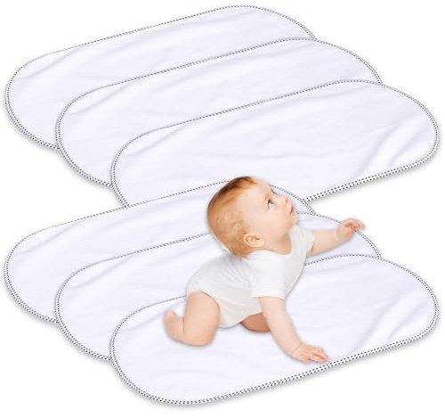 GBKDQQ 6 Stück Wickelunterlage, Weiche Wickelauflage für Babys Wickelunterlage aus Bambus-Viskose 30 x 60 cm Tragbare Wickelunterlage Waschbar für Zu Hause Im Freien Waschbar Wiederverwendbar(Weiß)