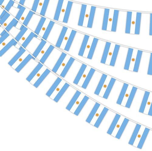 AhfuLife 1Pcs Bandierina Argentina per Decorazioni per Feste, 30 Bandierine dell'Argentina, in Tessuto, Doppio Lato per Festa Nazionale, Giardino, Strada, Feste, Calcio (Argentina,1 pezzi)