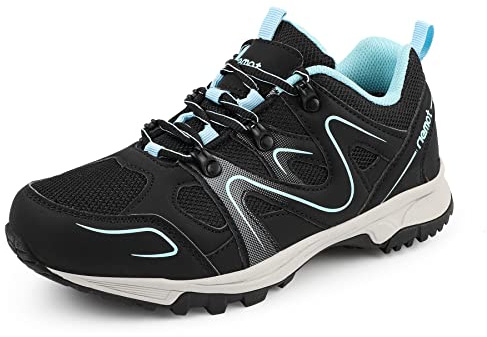 Riemot Zapatillas Mujer Impermeables para Senderismo y Montaña,Calzado de Trekking Antideslizante,Zapatos Deportivos Mujer Ligero y Transpirable,Puntera Reforzada Zapatillas de Montaña Negro Azul-EU39