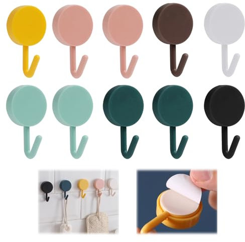 Gancio adesivo da parete, 10 pezzi piccoli colorati ganci da parete senza forare o chiodi, ganci per asciugamani da bagno per appendere la stanza, cucina, il soffitto, appendere la parete, porta
