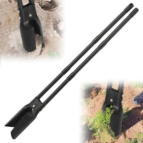 Pala perforatrice a mano, 140 cm, due lame affilate per rompere terra, scavare, coltivare, diserbo, strumento manuale per perforare pali, pala da giardino, nero