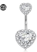 LAURITAMI 14G bult piercing titan, 1 st piercing titan ombeliskt hjärta CZ navelstänger kroppssmycken för kvinnor män 12 mm längd, 14G, 8mm, Titan