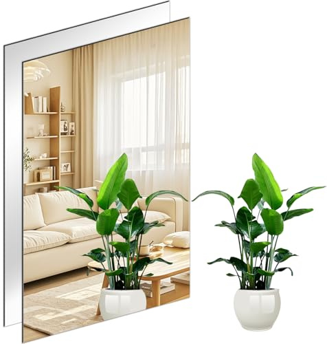 JMITHA Specchio Adesivo da Parete Adesivi da Parete a Specchio 40 x 30cm Specchi da Parete Adesivo Acrilico 2mm per Decorazioni Murali Casa per Ingresso Armadio Bagno Palestra Porta