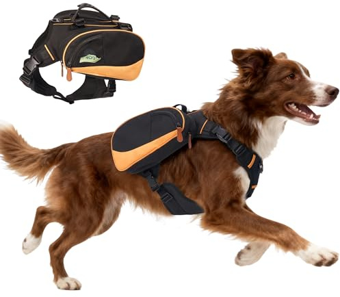 Dog Backpack Suitable for Medium-Sized Dogs, Adjustable Lightweight Pet Harness, Built-in Poop Bag Dispenser, Waterproof and Safe, Suitable for Hiking, Puppy Training, Or Daily Walks, M