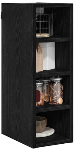 vidaXL Armoire Suspendue Riga Chêne Noir 20 x 29,5 x 60 cm, Rangement spacieux, Meuble Durable, organisateurs muraux Modernes, Bois écologique pour optimiser l'espace