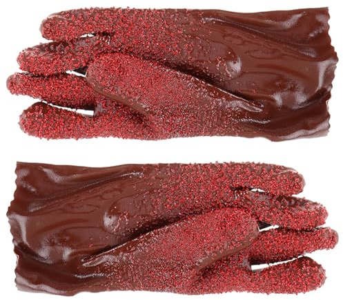 OATIPHO Guantes de Limpieza de PVC Impermeables Antideslizantes Marrones Guantes Gruesos Reutilizables para Lavar Platos y Manipulación Segura en Tareas de Alcantarillado