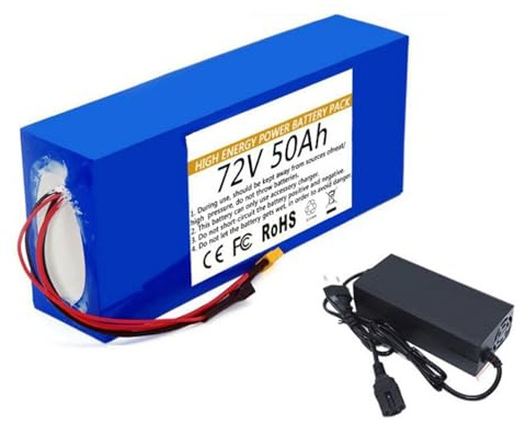 Batería para Bicicleta Electrica 72V 50Ah Paquete De Batería E-Bike 20S8P Batería De Alta Potencia con Cargador para 200W 350W 500W 750W 800W Motores 72V 50Ah,XT60