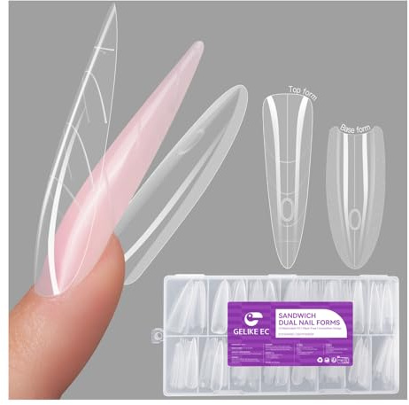 Gelike ec Formes à double ongles pour gel de construction : design sandwich formes d'ongles extension d'ongles 240 pièces 15 tailles - pour extensions de gel impeccable - facile pour le bricolage et