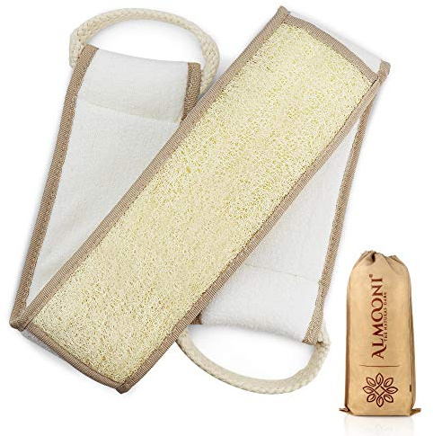 Almooni Natural Egyptian Loofah Back Scrubbers for Use in Shower, Exfoliating Natural Loofah Back Scrubber for Shower for Men and Women to Clean Your Back Deeply - 1 Count (1 Pack)