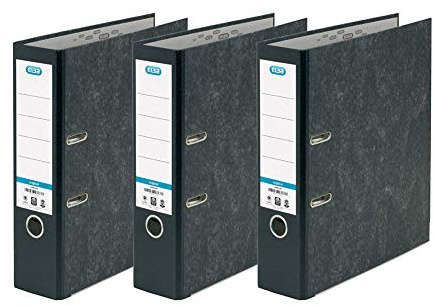 Elba A4 Lever Arch Files, Black Cloud Effect, Durable Matt Paper-on-Board Filing Folders, 80 mm Spine Holds Up to 560 Sheets, Pack of 3