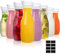 Lawei 8 Pack 34 Oz Plastic Water Carafe, 1 Liter Clear Beverage Carafe with Flip Top Lid, Narrow Neck Drink Container Pitcher for Juice, Water, Ice Tea, Milk, Lemonade and Mimosa Bar