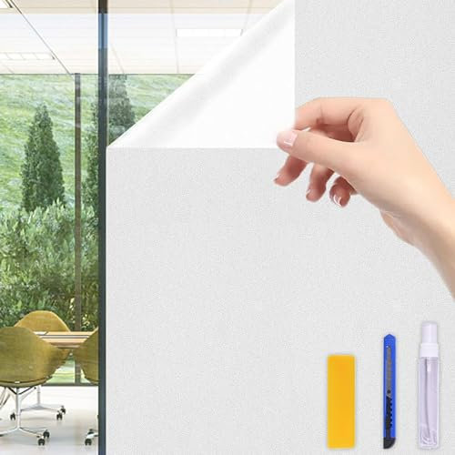 NEEMOSI Vinilo para Ventanas Efecto Espejo Anti Sol, 99% de Protección UV y Rotección de la Intimidad para el Hogar y la Oficina (Esmerilado, 44.5 * 400cm)