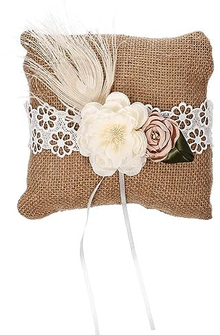 OKUMEYR Hochzeitskissen Aus Leinen Mit Blumenmuster Rustikales Vintage-kissen Für Frauen Brauthalter