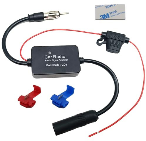 Universal 12V Car cBooster Stereo FM AM Signal Amplifier, Power Supply DIN Plug Connector Adapter for Car Vehicle Stereo, Audio, Radio, Media, Head Unit Receiver.
