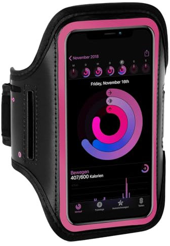 ONEFLOW Brazalete deportivo para teléfono móvil compatible con Apple iPhone 16 Plus Armtasche Fitness Armband Sport Laufarmband Outdoor Handyhülle Joggen Arm Halterung Smartphone Handytasche Pink