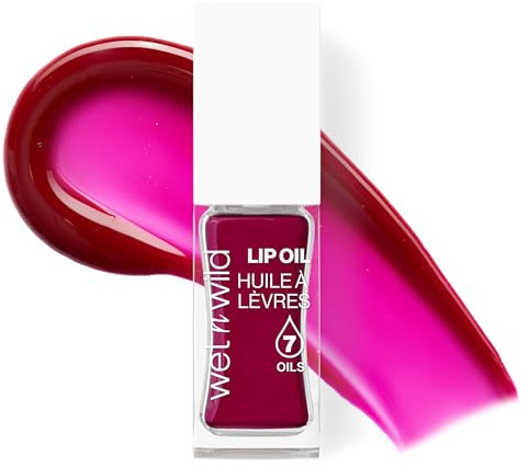 Wet n Wild Huile à Lèvres Teintée, Gloss Rouge Nourrissant et Non Collant Enrichi de 7 Huiles Naturelles, Formule Légère pour un Effet Brillant Miroir, Merlot Glass