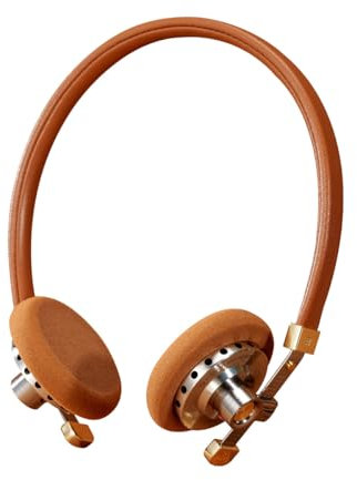 ROSESELSA Distant Mountain on Ear HiFi Wired Headphones OOTD Vintage Headset Celebrity Earphones Fashion Outfits for Street Snap Live Camera MMCX 3.5mm (Brown, Without Dongle)