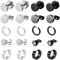 PXBSNB 10 Paar Ohrringe Herren Edelstahl, Hypoallergen Ohrringe Männer, Silber Schwarz Herren Ohrstecker, Ohrschmuck Hoop Piercing für Herren Damen Unisex Schwarz Silber
