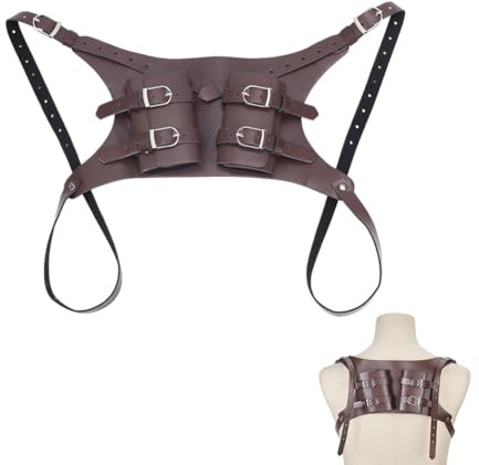 NBEADS Soporte para la Espalda de la Espada, Funda de Hombro Ajustable para Espada Cinturón de Cuero con Doble Espalda para Espada Y Katana para Fiesta de Cosplay, Coco Marrón