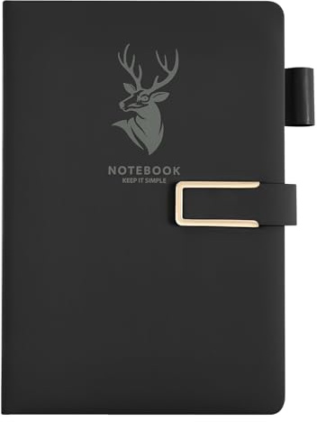 OFFCUP A5 Notebook, A5 Journal Lined Notebook with 160Pages Premium Paper, PU Leather Writing Notebooks Journal with Pen Loop, Hardcover Notepad Notebooks, 14.5X21.3cm (Black) Children's Day Gifts
