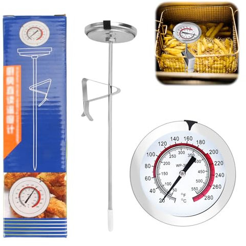 Termometro per frittura, termometro per grasso, termometro da cucina per liquidi, termometro per olio da cucina, termometro per latte, adatto per carne, barbecue, forno, barbecue, bistecche, tacchini