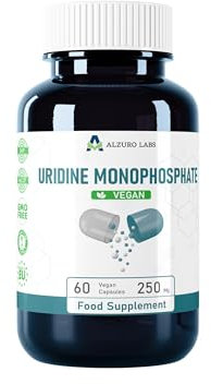 Alzuro Labs Uridina Monofosfato | 250 mg | 60 Cápsulas Veganas | Apoyo a altas dosis de cerebro, memoria y sistema nervioso | Suministro de 2 meses | Probado en laboratorio Suplemento dietético
