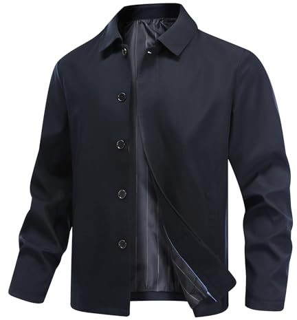 Allthemen Blouson Décontractée Homme Couleur Uni Vest de Transition Ample Boutonné Jacket Léger Coupe-Vent Sport Navy XL