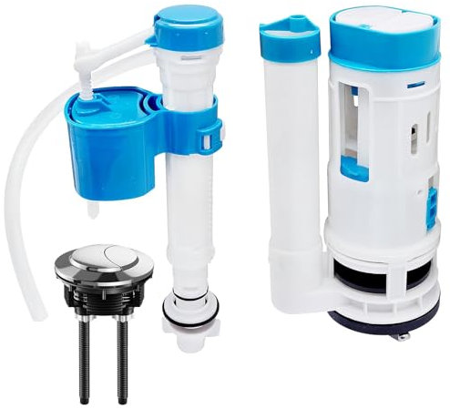 Reemplazo del sistema de descarga de inodoro, piezas de descarga de cisterna de inodoro ajustables, válvula de descarga doble con botón para reparación de válvula de drenaje