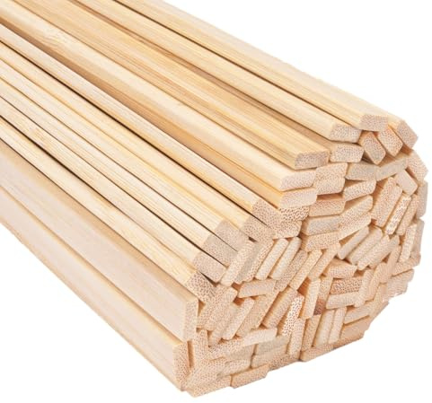 100 Piezas 20 cm Varillas de Bambú para Manualidades, Cuadrados Palitos de Madera 9x3mm, Madera de Bambú Natural para Proyectos de Manualidades Diy, Maquetas Arquitectónicas y Decoraciones Culinarias
