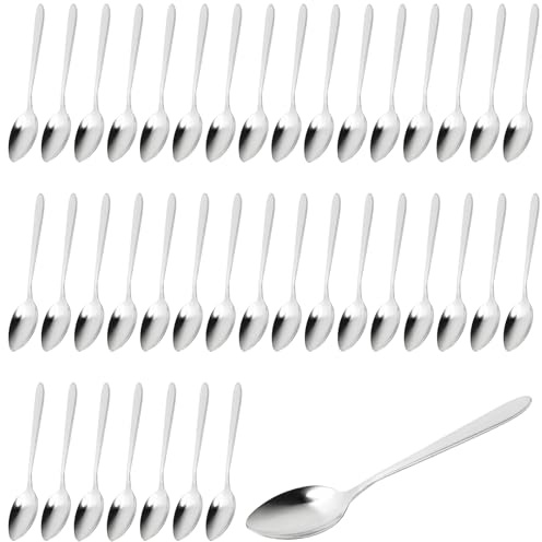CHUENKUK 40 Stück Edelstahl Esslöffel, 18,5 x 4cm Suppenlöffel Set, Tafellöffel Löffel Besteck für Küche, Restaurant und Gastronomie