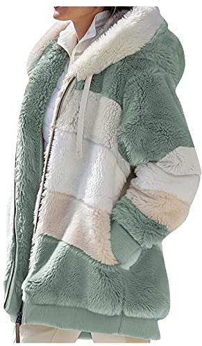 Veste Femme Mi Saison Polaire Randonnée Manteaux Laine Ski Impermeables Hiver Manteau Coupe Trapeze Teddy Longue Parka Chaud Hiver Chaud Polaire Parka Femme Grande Taille Vert 3XL