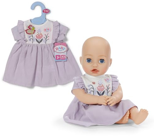 Baby född klänning med broderi i skogsmotiv för 43 cm dockor