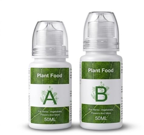Nouri 50mL Hydroponic Nutrients Plant Food A and B – Hydroponics Fertilizer for Indoor Growing Systems, Concentrated Plant Food for Vegetables, Herbs & Flowering Plants
