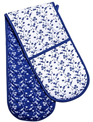 Premier Housewares Rose Double Oven Glove - Blue