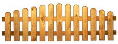 StaketenZaun 'Standard' 180x46/60 cm - oben – kdi / V2A Edelstahl Schrauben verschraubt - aus frischem Holz gehobelt – nach oben gebogene Ausführung - kesseldruckimprägniert