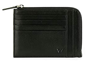 RONCATO Pascal porta carte di credito vera pelle con tasca zip Nero