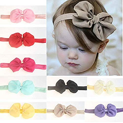 Rmeet Fascia per Capelli Bambino,9 Pack Fascia Capelli Neonata Cerchietti TurbanteBowknot delle Fasce per Capelli Bambina Cerimonia Archi dei Capelli