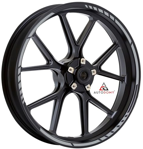 Autodomy Pack 6 Units Wheel Rim Stickers Desing Sport | Complete set for 2 Motorcycle Wheel Stripes 15 to 19 Resistant Rain and UV | Motorbike Stickers Silver