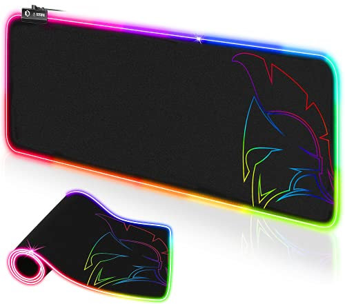 EMPIRE GAMING – Dark Rainbow RGB Mauspad XXL -12 LED-Beleuchtungsmodi – 800x300x4mm Gaming- Wasserdicht und rutschfest – Für PC Spiele, MAC und Laptop