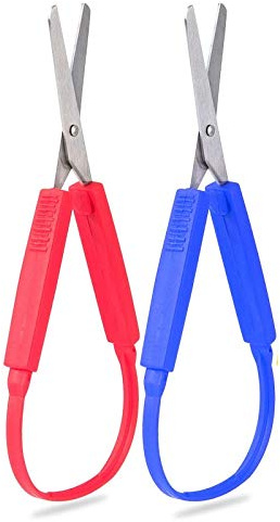 2-Pack Loop Grip Scissors - Self-Opening, Adaptive Cutting for Children & Adults, Special Needs, Paper Work, Sewing, Art & Craft