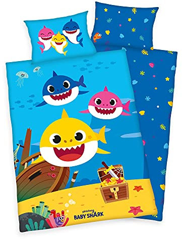Herding Klaus GmbH Baby Shark Bettwäsche 40x60 cm und 100x135 cm