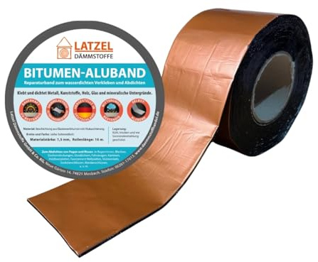 Bitumen aluminiumband 150 mm x 10 m färg koppar – självhäftande tätningstejp för tak, regnrännor och anslutningar – UV-resistent vattentätt reparationstejp – bitumen aluminium tätningstejp